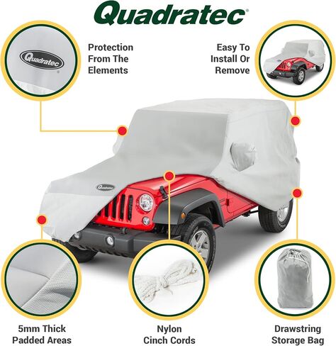 غطاء سيارة Quadratec Hail Guard 5 طبقات - يناسب جيب رانجلر JK & JL 2007-2023 - غطاء جيب جيب رانجلر غطاء جيب رانجلر غطاء المطر جيب غطاء المطر - يتضمن حقيبة تخزين - قماش سريع الجفاف in Kuwait