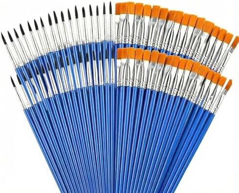 Round Flat Small Paint Brushes Bulk Pack - Detail Painting, Mini Brushes for Fine Art, Acrylic, Watercolor, Oil Painting, 2mm Tip, Professional Artist Supplies in Kuwait