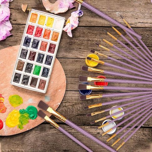 20 PCS Paint Brushes Set, Round Pointed Tip Paintbrushes, Small Oil Watercolor Artist Painting Kits Bulk for Adult, Face Nail Art, Miniature Detailing & Rock Painting, Black in Kuwait