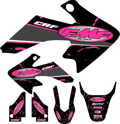 04-12 CRF50 Pink FMF Graphic Kit كفن شارات بلاستيكية CRF 50 ملصق MX in Kuwait