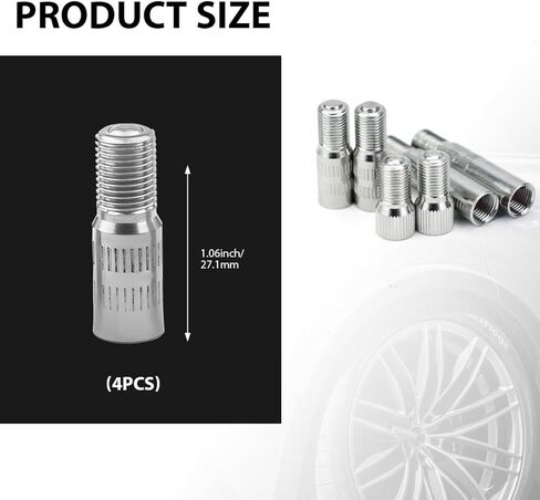4 PCS Valve Stem Extenders, 27mm Screw-on Car Tire Valve Stem Extension Adapter, Universal Metal Wheel Tyre Cap Extender for Motorcycle Truck Van RV, Car Accessories in Kuwait