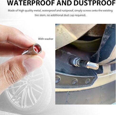 4 PCS Valve Stem Extenders, 27mm Screw-on Car Tire Valve Stem Extension Adapter, Universal Metal Wheel Tyre Cap Extender for Motorcycle Truck Van RV, Car Accessories in Kuwait