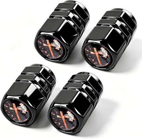 4PCS Cow Print Cross for Car Tire Valve Stem Caps,Stylish Car Cross Tire Caps as Christmas Cars Decorations,Personalized Tires Air Cap Christian Cars Accessories as Gifts for Christians in Saudi Arabia