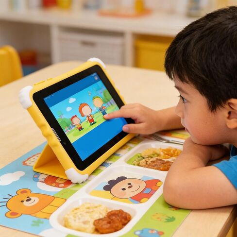 تابلت Brrnoo Kids مقاس 7 بوصة وسعة 128 جيجابايت وواي فاي قابل للتوسيع مع حافظة مقاومة للصدمات للتحكم الأبوي وجهاز تعلم الألعاب التعليمية الفنية للأطفال والأطفال (بني) in Saudi Arabia