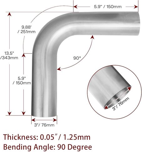 MXA 2 1/2 90 Degree Exhaust Pipe,2.5 inch Exhaust Elbow Pipe,90 Degree Stainless Steel Exhaust Bend Pipe, 90 ° DIY Custom Mandrel Exhaust Tubing 2 Pack (2.5" x5.9") in Saudi Arabia