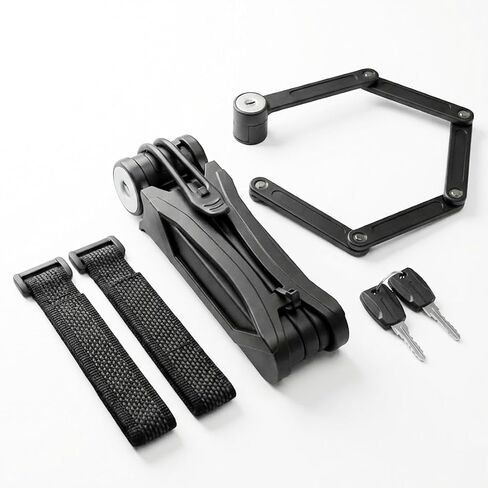 Folding Bike Lock, Compact, Lightweight, Foldable Bicycle Lock with 2 Keys and Mount for E-Bikes, Scooters, Bicycles. Multipurpose Heavy-Duty Foldable Lock to Secure Various Items in Saudi Arabia