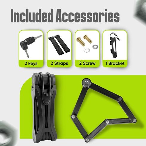 Folding Bike Lock, Compact, Lightweight, Foldable Bicycle Lock with 2 Keys and Mount for E-Bikes, Scooters, Bicycles. Multipurpose Heavy-Duty Foldable Lock to Secure Various Items in Saudi Arabia