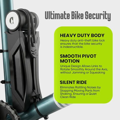 Folding Bike Lock, Compact, Lightweight, Foldable Bicycle Lock with 2 Keys and Mount for E-Bikes, Scooters, Bicycles. Multipurpose Heavy-Duty Foldable Lock to Secure Various Items in Saudi Arabia