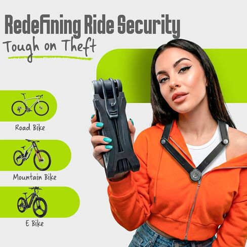 Folding Bike Lock, Compact, Lightweight, Foldable Bicycle Lock with 2 Keys and Mount for E-Bikes, Scooters, Bicycles. Multipurpose Heavy-Duty Foldable Lock to Secure Various Items in Saudi Arabia