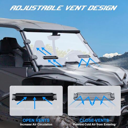 زجاج أمامي كامل متوافق مع ملحقات 2019-2024 Honda Talon 1000، معطف صلب شفاف من البولي نافذة أمامية بفتحات تهوية لسيارة Honda Talon 1000R/ 1000X/ 1000X-4 in Kuwait