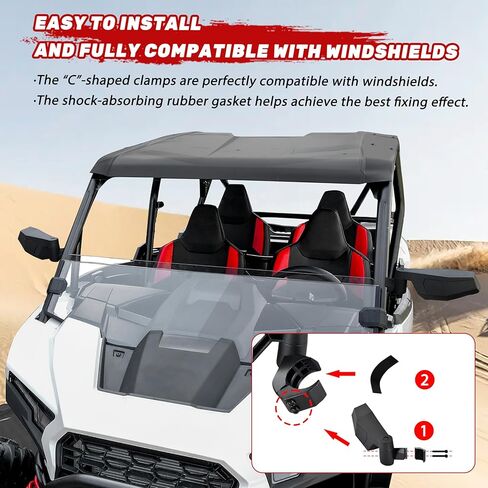 مرايا جانبية لـ 2024 RZR XP 1000، مرآة رؤية خلفية قابلة للتعديل ومرايا جانبية قابلة للطي لـ 2024 Polaris RZR XP 1000/ XP 4 1000 Ultimate/Sport/Premium Accessories، قطعتان in Kuwait