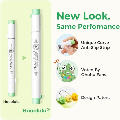 Ohuhu Alcohol Brush Markers 48 Mid-tone Colors - AP Certificated Double Tipped Alcohol Based Art Marker Set for Artist Adults Coloring Illustration - Honolulu 2B Brush & Fine Dual Tips - Refillable in Kuwait