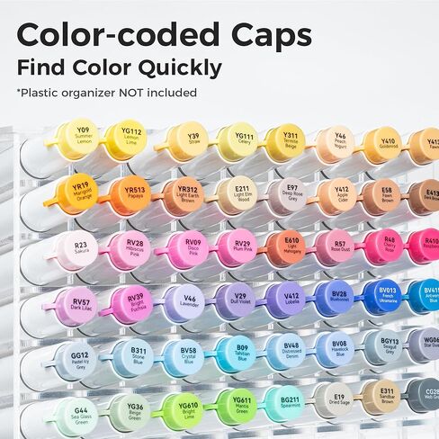 Ohuhu Alcohol Brush Markers 48 Mid-tone Colors - AP Certificated Double Tipped Alcohol Based Art Marker Set for Artist Adults Coloring Illustration - Honolulu 2B Brush & Fine Dual Tips - Refillable in Kuwait