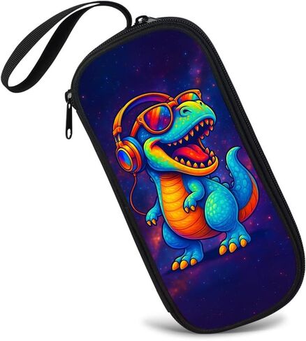 HiMagics Children's Pencil Case, Large Zipper Pencil Pouch for Boys with Two Compartments Boys Pen Pouch for School Wolf Pencil Bag, Black in Kuwait