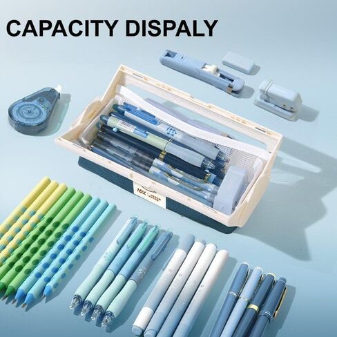 Pencil Case, Cute Pen Pouch with Gear Opening, Clear Pen Bag, Simple Large Capacity Desk Organizer for Girls/Boys/Adults/Men/Women, School Stationery Office Supplies (Yellow) in Saudi Arabia