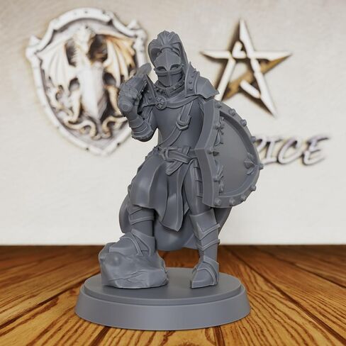 Tabletop Unpainted Miniatures for TTRPG - 28mm Scale Fantasy Minis Figurine for Dungeon Masters, Humanoid Miniature Game RPG Accessory - Medieval Knight Warrior (AS400) in Kuwait