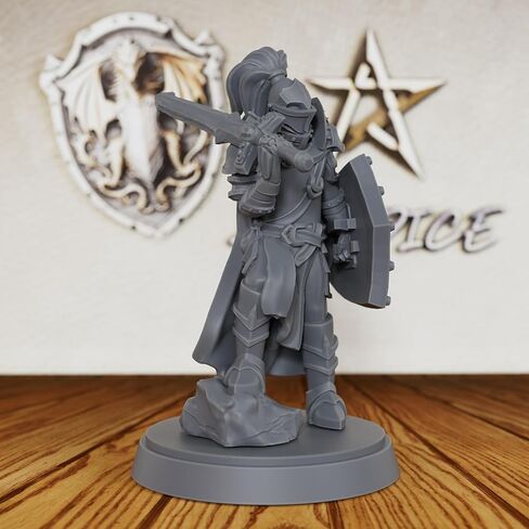 Tabletop Unpainted Miniatures for TTRPG - 28mm Scale Fantasy Minis Figurine for Dungeon Masters, Humanoid Miniature Game RPG Accessory - Medieval Knight Warrior (AS400) in Kuwait
