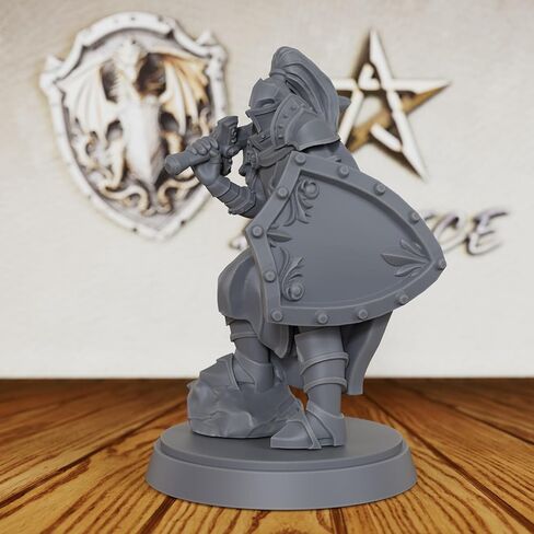 Tabletop Unpainted Miniatures for TTRPG - 28mm Scale Fantasy Minis Figurine for Dungeon Masters, Humanoid Miniature Game RPG Accessory - Medieval Knight Warrior (AS400) in Kuwait