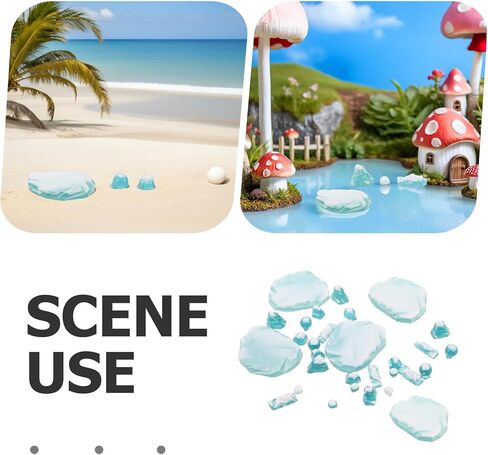 LIOOBO 30pcs Miniature Resin Ice Cubes Faux Ice Blocks for Dollhouse Christmas Winter Scenery Blue Chunks for Arctic Landscape Model Water Features Decor in Kuwait