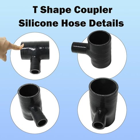 Automotive Silicone Tubing, ID 2.75" (70mm) x 1"（25mm) T Shape Coupler Silicone Hose, 5"(130mm) x 2"(50mm) Leg Length, 4-Ply High Performance Coupler Hose (Black) in Saudi Arabia