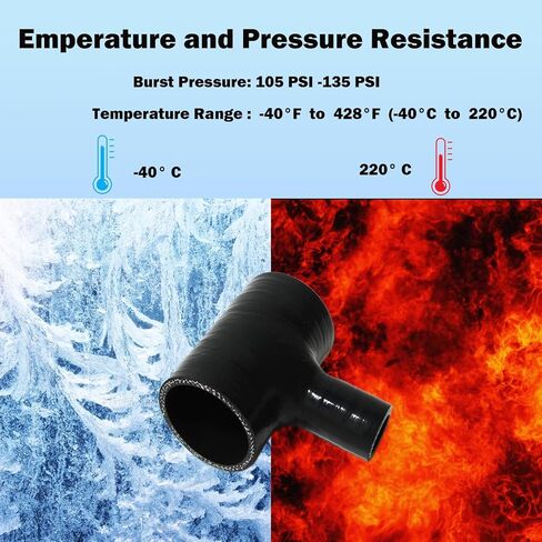Automotive Silicone Tubing, ID 2.75" (70mm) x 1"（25mm) T Shape Coupler Silicone Hose, 5"(130mm) x 2"(50mm) Leg Length, 4-Ply High Performance Coupler Hose (Black) in Saudi Arabia
