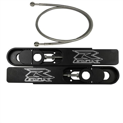 GSXR 1000 Swingarm Extensions Black Engraved - Fits 2007-2008 GSXR 1000 - Made in USA (9-12" Stretch with Brake Line) in Saudi Arabia