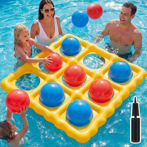 Pool Toys Inflatable Tic-Tac-Toe Game Giant Outdoor Floating Game with 10 Balls Swimming Pool Games for Kids Adults Family 2-10 Players Yard Pool Beach Lawn Camping in Kuwait