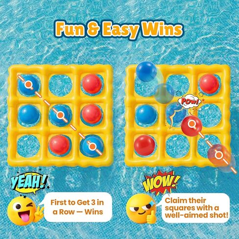 Pool Toys Inflatable Tic-Tac-Toe Game Giant Outdoor Floating Game with 10 Balls Swimming Pool Games for Kids Adults Family 2-10 Players Yard Pool Beach Lawn Camping in Kuwait
