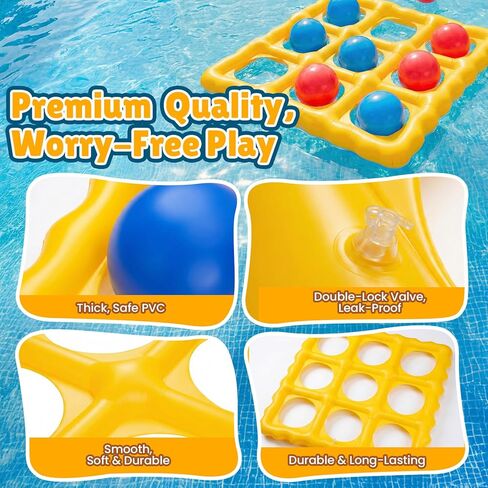 Pool Toys Inflatable Tic-Tac-Toe Game Giant Outdoor Floating Game with 10 Balls Swimming Pool Games for Kids Adults Family 2-10 Players Yard Pool Beach Lawn Camping in Kuwait