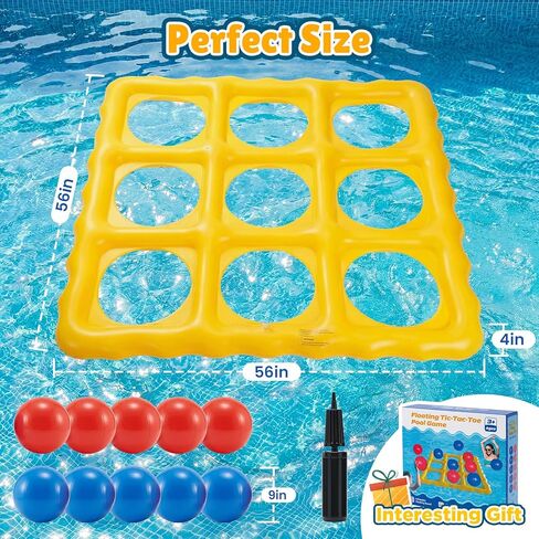 Pool Toys Inflatable Tic-Tac-Toe Game Giant Outdoor Floating Game with 10 Balls Swimming Pool Games for Kids Adults Family 2-10 Players Yard Pool Beach Lawn Camping in Kuwait