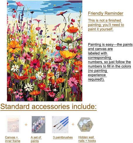 Mountain Paint by Numbers for Adults-Landscape Paint,Paint By Numbers Kit for Adults,DIY Scenery Painting for Gift Home Wall Decor(11.8x15.7inch)，Flower Sea Painting,1Pcs in Saudi Arabia