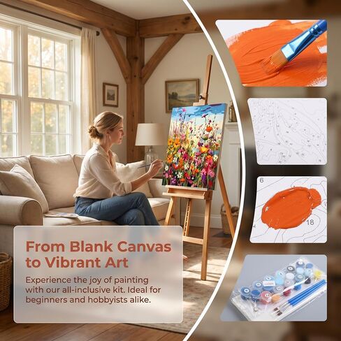 Mountain Paint by Numbers for Adults-Landscape Paint,Paint By Numbers Kit for Adults,DIY Scenery Painting for Gift Home Wall Decor(11.8x15.7inch)，Flower Sea Painting,1Pcs in Saudi Arabia
