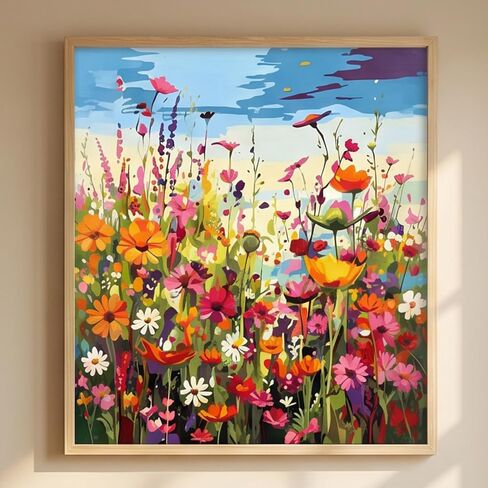 Mountain Paint by Numbers for Adults-Landscape Paint,Paint By Numbers Kit for Adults,DIY Scenery Painting for Gift Home Wall Decor(11.8x15.7inch)，Flower Sea Painting,1Pcs in Saudi Arabia