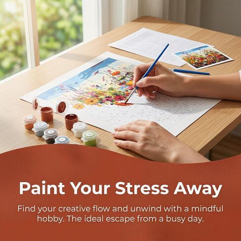 Mountain Paint by Numbers for Adults-Landscape Paint,Paint By Numbers Kit for Adults,DIY Scenery Painting for Gift Home Wall Decor(11.8x15.7inch)，Flower Sea Painting,1Pcs in Saudi Arabia