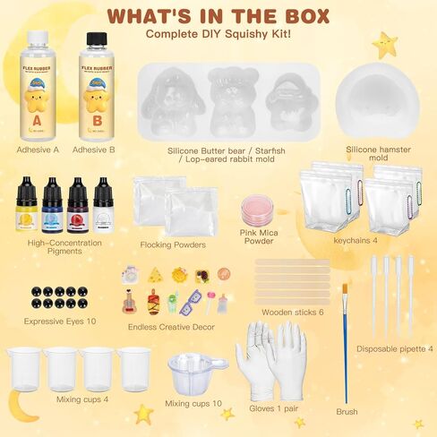 مجموعة تابا اسفنجي DIY - مجموعة صنع اسفنجي الكل في واحد مع قوالب السيليكون، سيليكون سائل 18 أونصة 1: 1 مزيج من الراتنج AB، مطاط مرن خالٍ من الفقاعات وسريع المعالجة، هدايا حرفية لطيفة للأطفال والمراهقين المبدعين in Kuwait