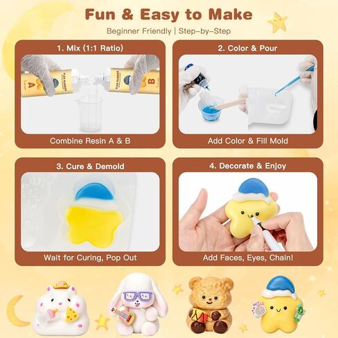 مجموعة تابا اسفنجي DIY - مجموعة صنع اسفنجي الكل في واحد مع قوالب السيليكون، سيليكون سائل 18 أونصة 1: 1 مزيج من الراتنج AB، مطاط مرن خالٍ من الفقاعات وسريع المعالجة، هدايا حرفية لطيفة للأطفال والمراهقين المبدعين in Kuwait