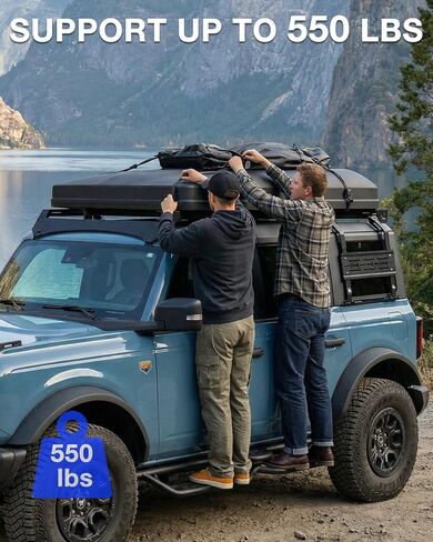 لوحات تشغيل Xprite متوافقة مع 2021-2026 Ford Bronco 4 أبواب، 6.5 بوصة قضبان نيرف ذات خطوات جانبية شديدة التحمل، تصميم مضاد للانزلاق بخطوتين، سياج جانبي منزلق من الصخور، أسود مزخرف in Kuwait