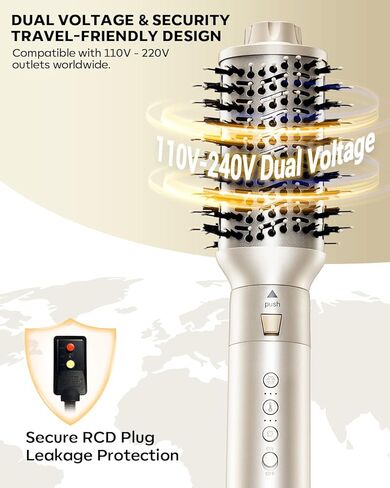 8-in-1 Dual Voltage Hot Air Styler & Hair Dryer Brush with Straightener & Curler Attachments, 110,000 RPM Ionic Fast Drying for Frizz-Free Styling, Includes Travel Bag in Saudi Arabia