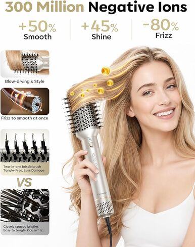 8-in-1 Dual Voltage Hot Air Styler & Hair Dryer Brush with Straightener & Curler Attachments, 110,000 RPM Ionic Fast Drying for Frizz-Free Styling, Includes Travel Bag in Saudi Arabia