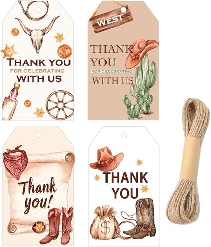 2x3.5 Inch Cowboy Thank You for Celebrating with us Gift Tags Cowboy Western Thank You Tags for Cowboy Baby Shower Birthday Party,60 Pcs in Kuwait