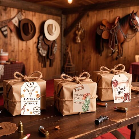2x3.5 Inch Cowboy Thank You for Celebrating with us Gift Tags Cowboy Western Thank You Tags for Cowboy Baby Shower Birthday Party,60 Pcs in Kuwait