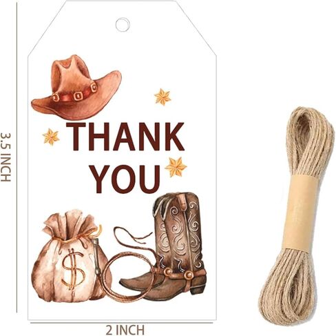 2x3.5 Inch Cowboy Thank You for Celebrating with us Gift Tags Cowboy Western Thank You Tags for Cowboy Baby Shower Birthday Party,60 Pcs in Kuwait