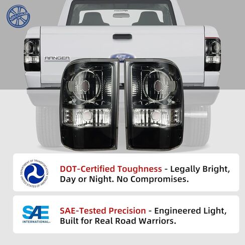 Tail Light Assembly for 2001-2011 Ford Ranger (Excl. STX) | Direct Fit OE Replacement | Driver & Passenger Pair | No Bulbs/Harness (Smoke) in Kuwait