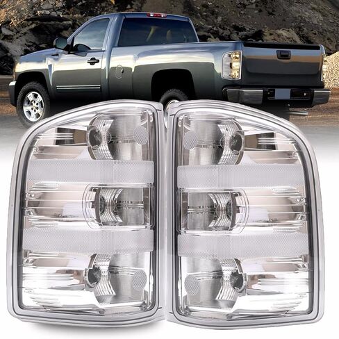Tail Light Compatible With Chevy 2007-2013 Silverado 1500 | 2007-2014 Silverado 2500HD 3500HD Brake Taillight Clear Lens+White Housing Driver Side Rear Lamp Taillights in Kuwait