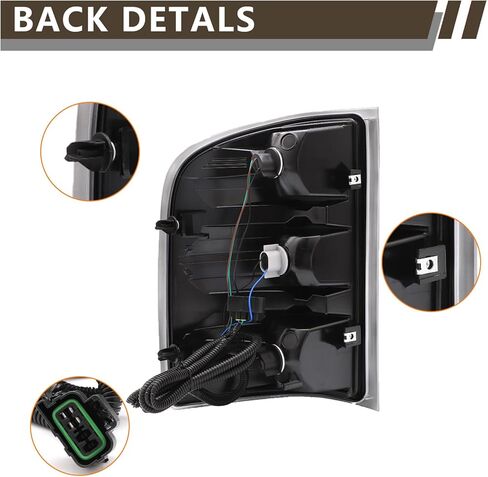 Tail Light Compatible With Chevy 2007-2013 Silverado 1500 | 2007-2014 Silverado 2500HD 3500HD Brake Taillight Clear Lens+White Housing Driver Side Rear Lamp Taillights in Kuwait