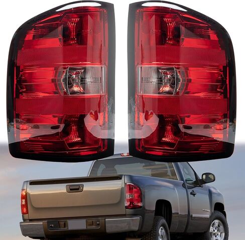 Tail Light Compatible With Chevy 2007-2013 Silverado 1500 | 2007-2014 Silverado 2500HD 3500HD Brake Taillight Clear Lens+White Housing Driver Side Rear Lamp Taillights in Kuwait