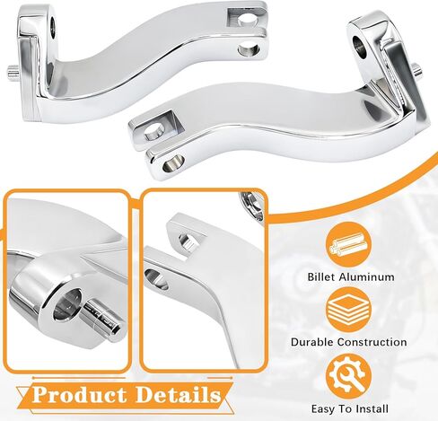 '93-'25 Chrome Rear Passenger Foot Pegs Floorboards Mounting Bracket Kits for Harley Davidson Touring RoadKing Streetglide Roadglide Electraglide 1993-2025 Modles (Replaces HD# 50198-97B) in Kuwait