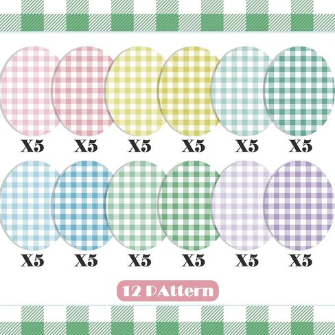 60 Sheets Spring Buffalo Plaids Scrapbook Paper, 12 Styles Double - Sides Pastel Plaids Scrapbook Specialty Paper Folded Flat for Spring DIY Card Making Easter Photo Album Decor, 8.3'' x 5.7'' in Kuwait