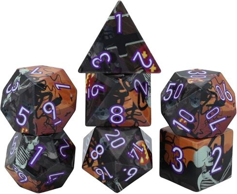 7PCS RPG Dice Set, Premium Resin Polyhedral Dice with Cyclone Pumpkin Bat Design, Complete Tabletop RPG Dice, Ideal Gaming Gift(Cyclone) in Saudi Arabia