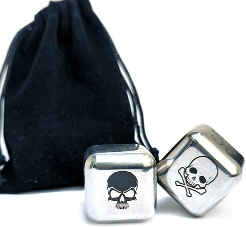 Creative 1-Inch Metal Skull Dice Set, 2Pcs/Set Skeleton&Bones Pattern D6 Gaming Rolling Dices for Party Tabletop Games in Kuwait